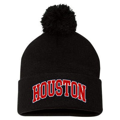 Houston Texas Throwback Design Print Htown Classic Pom Pom 12in Knit Beanie