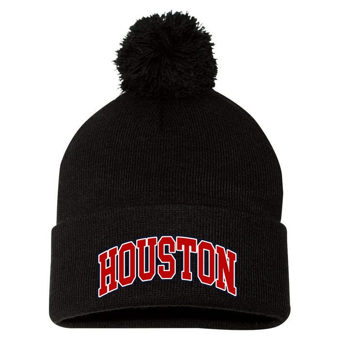 Houston Texas Throwback Design Print Htown Classic Pom Pom 12in Knit Beanie