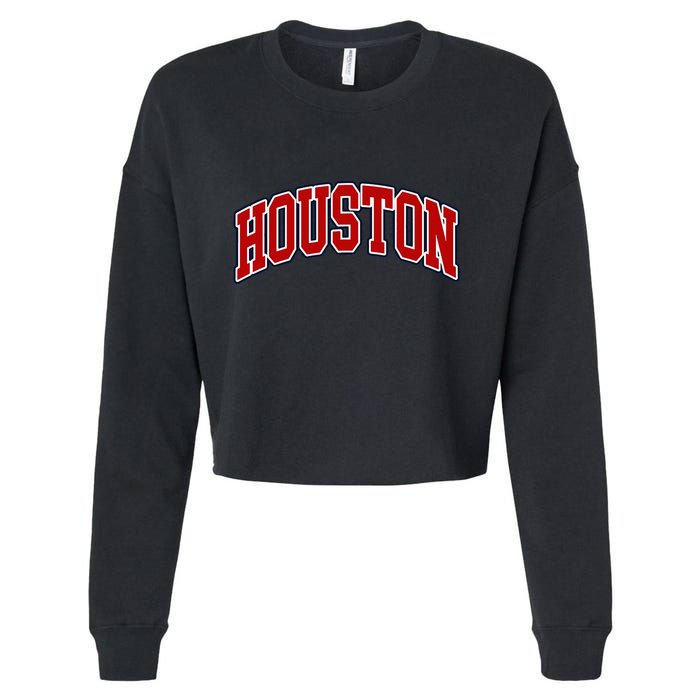 Houston Texas Throwback Design Print Htown Classic Cropped Pullover Crew