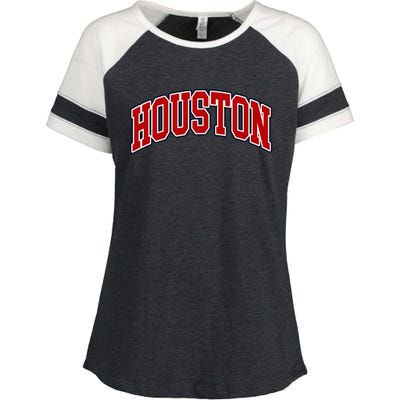 Houston Texas Throwback Design Print Htown Classic Enza Ladies Jersey Colorblock Tee