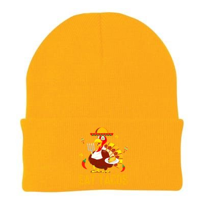 Happy Thanksgiving Turkey Day Turkey Eat Tacos Funny Knit Cap Winter Beanie