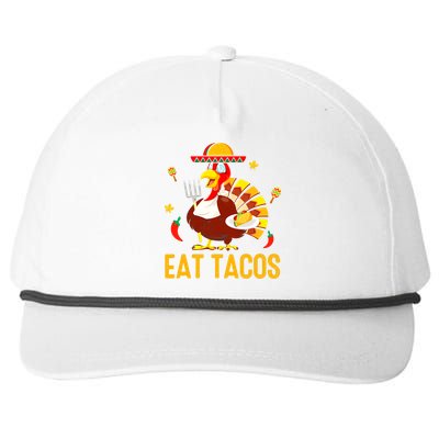 Happy Thanksgiving Turkey Day Turkey Eat Tacos Funny Snapback Five-Panel Rope Hat