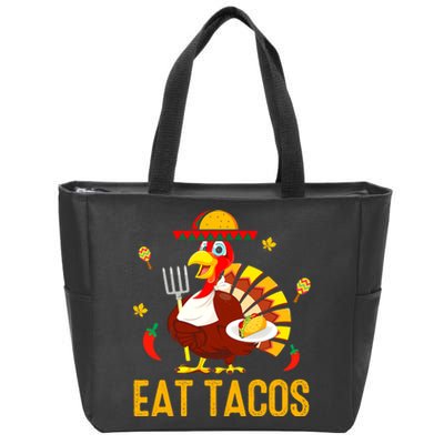 Happy Thanksgiving Turkey Day Turkey Eat Tacos Funny Zip Tote Bag