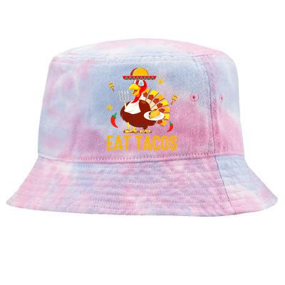 Happy Thanksgiving Turkey Day Turkey Eat Tacos Funny Tie-Dyed Bucket Hat