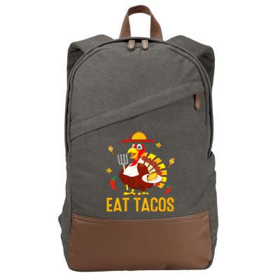 Happy Thanksgiving Turkey Day Turkey Eat Tacos Funny Cotton Canvas Backpack