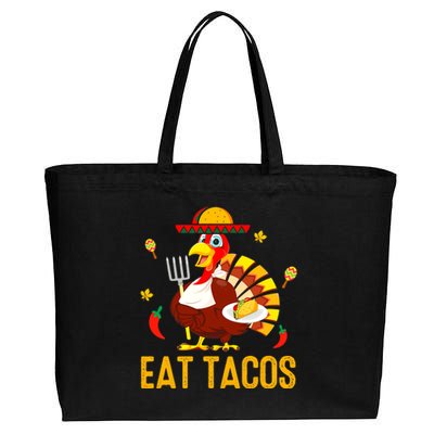 Happy Thanksgiving Turkey Day Turkey Eat Tacos Funny Cotton Canvas Jumbo Tote