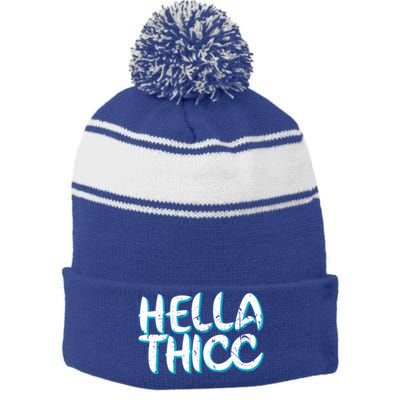 Hella Thicc Thick Thighs Melanin Poppin Christmas Gift Great Gift Stripe Pom Pom Beanie