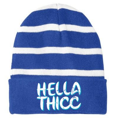 Hella Thicc Thick Thighs Melanin Poppin Christmas Gift Great Gift Striped Beanie with Solid Band