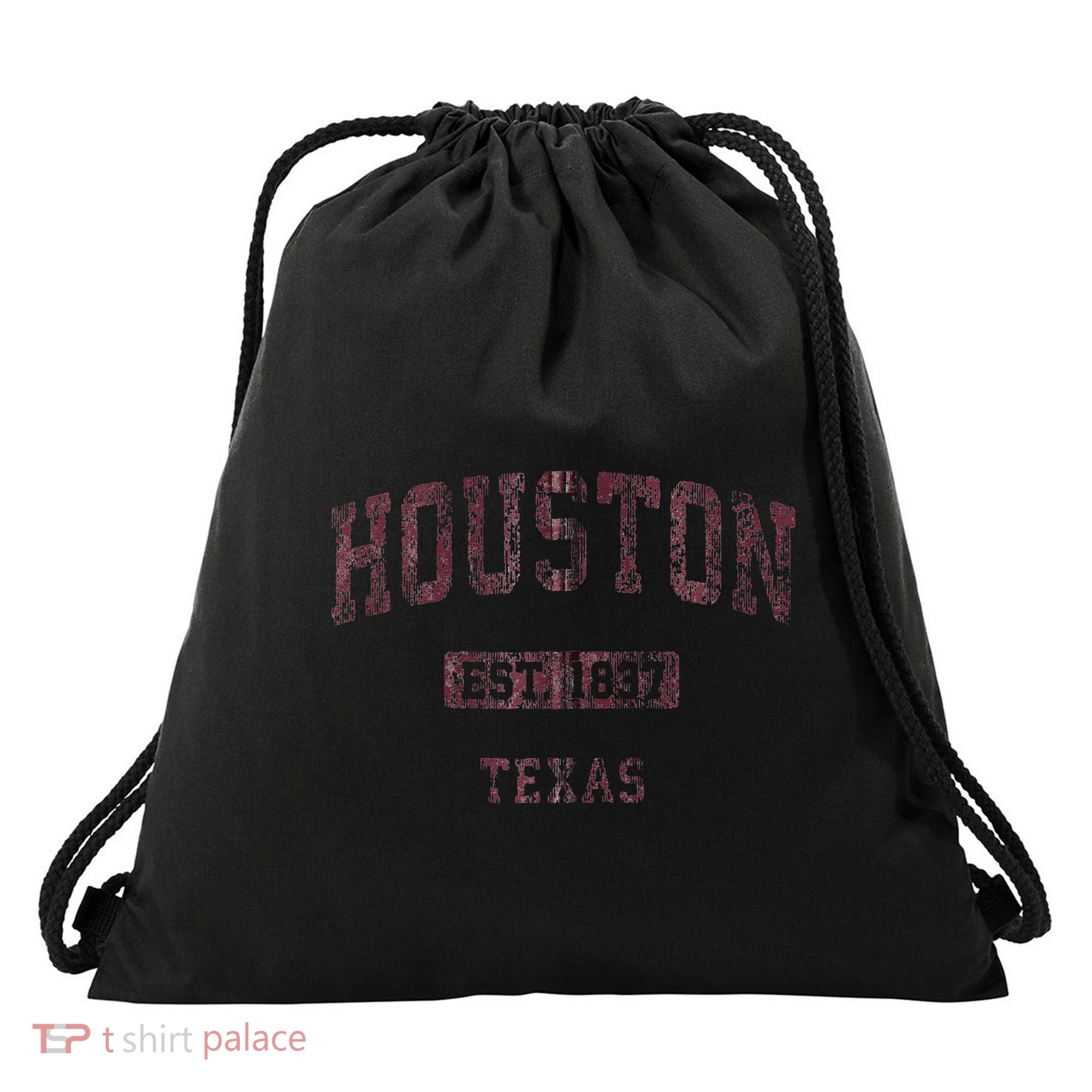 Houston Texas Tx Vintage Athletic Sports Drawstring Bag
