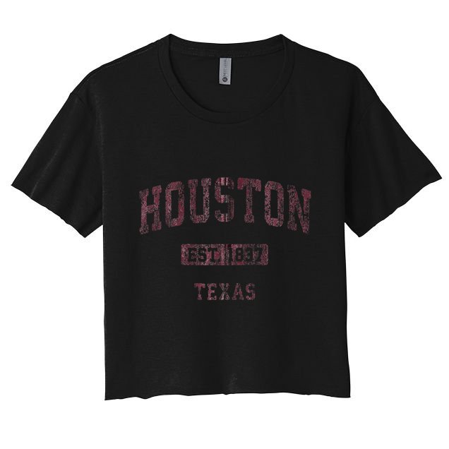 Houston Texas Tx Vintage Athletic Sports Crop Top