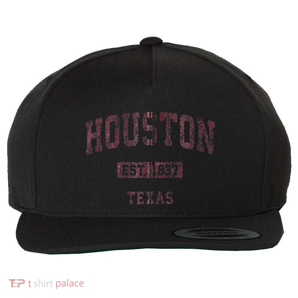 Houston Texas Tx Vintage Athletic Sports Wool Snapback Cap