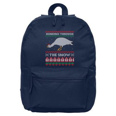 Honking Through The Snow Goose Ugly Christmas Sweater Honk 16 in Basic Backpack
