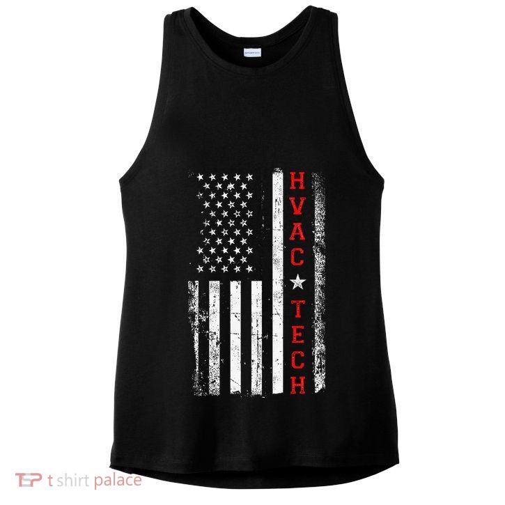 Hvac Technician Tech American Flag Vintage Hvac Technician Ladies PosiCharge Tri-Blend Wicking Tank