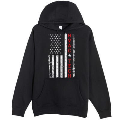 Hvac Technician Tech American Flag Vintage Hvac Technician Premium Pullover Hoodie