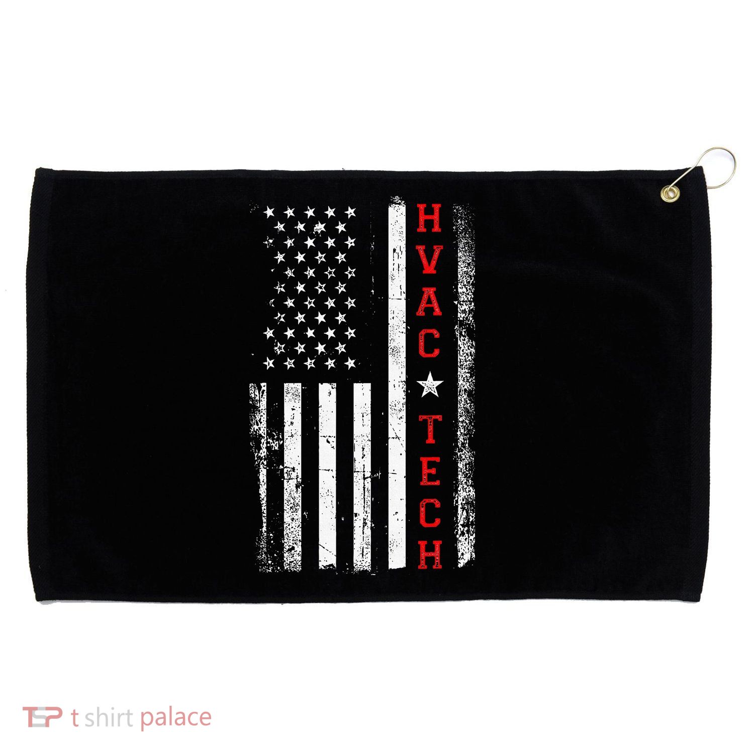 Hvac Technician Tech American Flag Vintage Hvac Technician Grommeted Golf Towel
