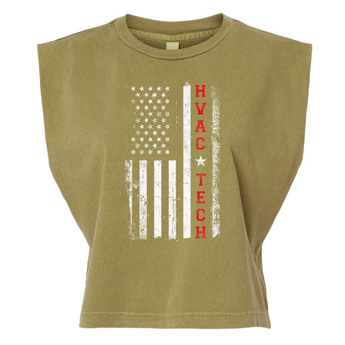 Hvac Technician Tech American Flag Vintage Hvac Technician Garment-Dyed Women's Muscle Tee