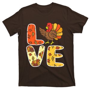 Happy Thanksgiving Turkey Pumpkin Autumn Fall Leaves T-Shirt