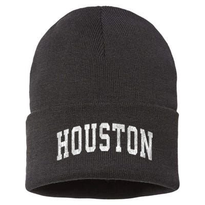 Houston Texas Tx Vintage Athletic Sports Design Sustainable Knit Beanie