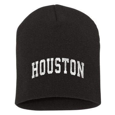 Houston Texas Tx Vintage Athletic Sports Design Short Acrylic Beanie