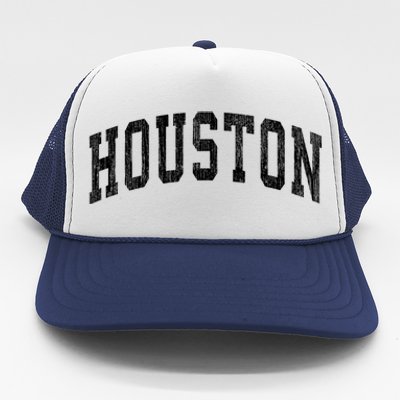 Houston Texas Tx Vintage Athletic Sports Design Trucker Hat