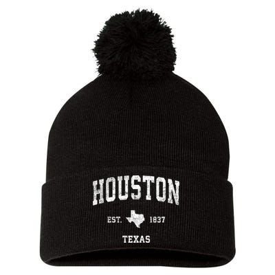 Houston Texas Tx Vintage Sports Design Pom Pom 12in Knit Beanie