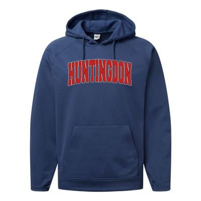 Huntingdon Tn Tennessee Varsity Style Usa Vintage Sports Meaningful Gift Performance Fleece Hoodie