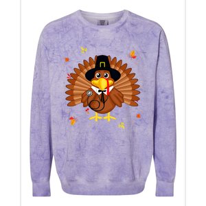 Happy Thanksgiving Turkey Nurse Holiday Nurse Thankful Fall Gift Colorblast Crewneck Sweatshirt