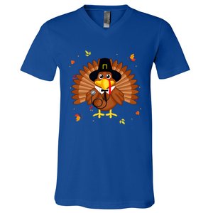 Happy Thanksgiving Turkey Nurse Holiday Nurse Thankful Fall Gift V-Neck T-Shirt