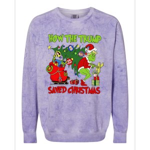 How The Trump Saved Christmas Funny Trump Christmas Colorblast Crewneck Sweatshirt