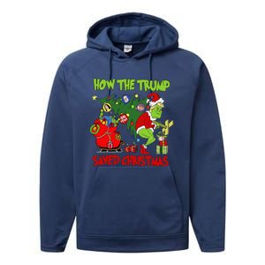 How The Trump Saved Christmas Funny Trump Christmas Performance Fleece Hoodie