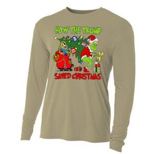 How The Trump Saved Christmas Funny Trump Christmas Cooling Performance Long Sleeve Crew