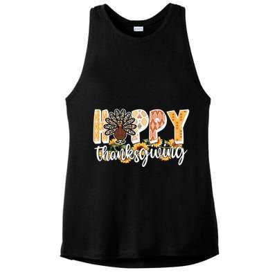 Happy Thanksgiving Turkey Cute Holiday Ladies PosiCharge Tri-Blend Wicking Tank