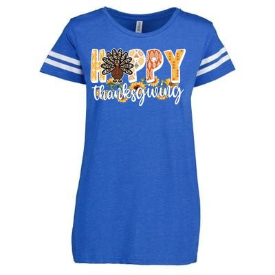 Happy Thanksgiving Turkey Cute Holiday Enza Ladies Jersey Football T-Shirt