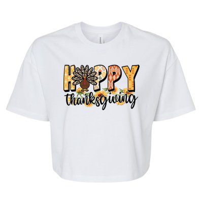 Happy Thanksgiving Turkey Cute Holiday Bella+Canvas Jersey Crop Tee