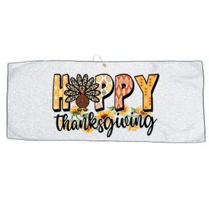 Happy Thanksgiving Turkey Cute Holiday Large Microfiber Waffle Golf Towel