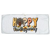 Happy Thanksgiving Turkey Cute Holiday Large Microfiber Waffle Golf Towel