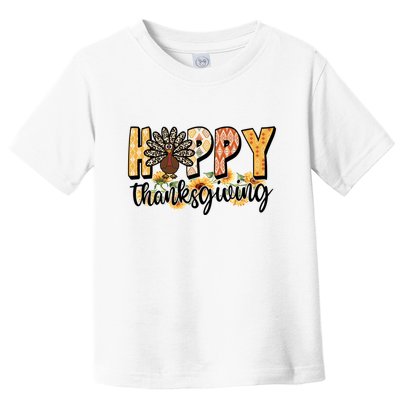 Happy Thanksgiving Turkey Cute Holiday Toddler T-Shirt