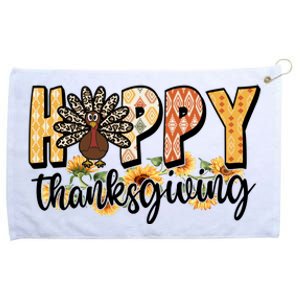 Happy Thanksgiving Turkey Cute Holiday Grommeted Golf Towel