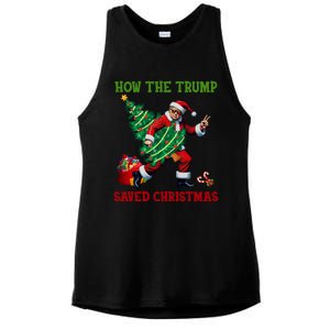 How The Trump Saved Christmas Funny Trump Christmas 2024 Funny Gift Ladies PosiCharge Tri-Blend Wicking Tank