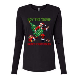 How The Trump Saved Christmas Funny Trump Christmas 2024 Funny Gift Womens Cotton Relaxed Long Sleeve T-Shirt