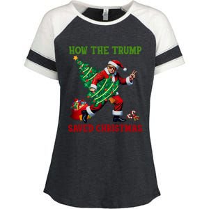 How The Trump Saved Christmas Funny Trump Christmas 2024 Funny Gift Enza Ladies Jersey Colorblock Tee