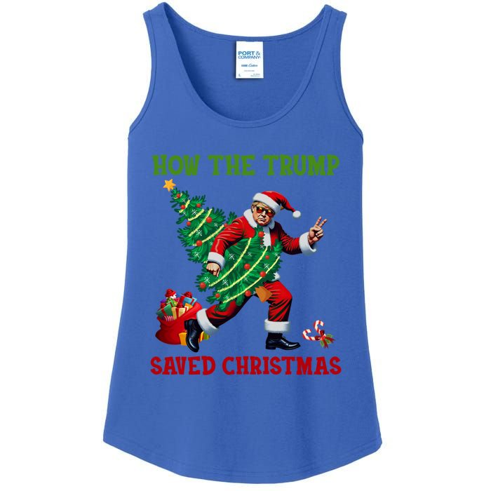 How The Trump Saved Christmas Funny Trump Christmas 2024 Funny Gift Ladies Essential Tank