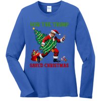 How The Trump Saved Christmas Funny Trump Christmas 2024 Funny Gift Ladies Long Sleeve Shirt