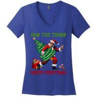 How The Trump Saved Christmas Funny Trump Christmas 2024 Funny Gift Women's V-Neck T-Shirt