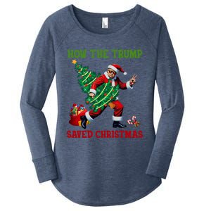 How The Trump Saved Christmas Funny Trump Christmas 2024 Funny Gift Women's Perfect Tri Tunic Long Sleeve Shirt