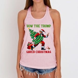 How The Trump Saved Christmas Funny Trump Christmas 2024 Funny Gift Women's Knotted Racerback Tank