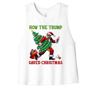 How The Trump Saved Christmas Funny Trump Christmas 2024 Funny Gift Women's Racerback Cropped Tank