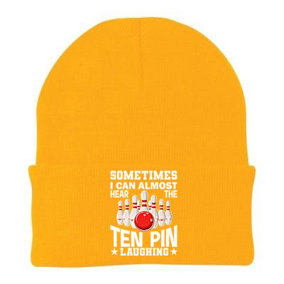 Hear The Ten Pin Laughing Fun Bowling Player Bowler Graphic Funny Gift Knit Cap Winter Beanie