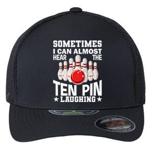 Hear The Ten Pin Laughing Fun Bowling Player Bowler Graphic Funny Gift Flexfit Unipanel Trucker Cap