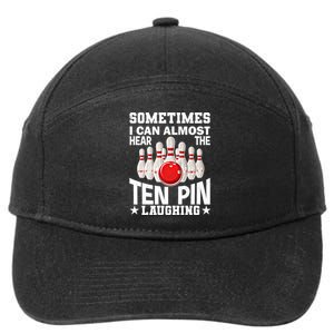 Hear The Ten Pin Laughing Fun Bowling Player Bowler Graphic Funny Gift 7-Panel Snapback Hat